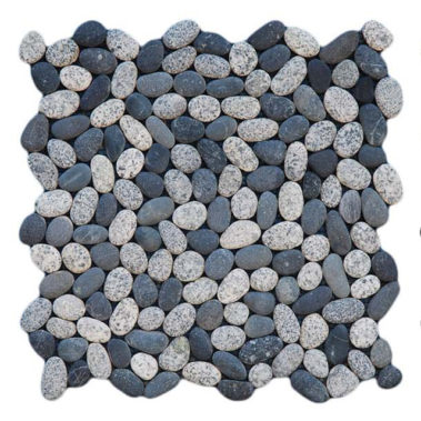 pebble__2cm – 3cm Tickness. 1cm white mixed black - speckle sumba.