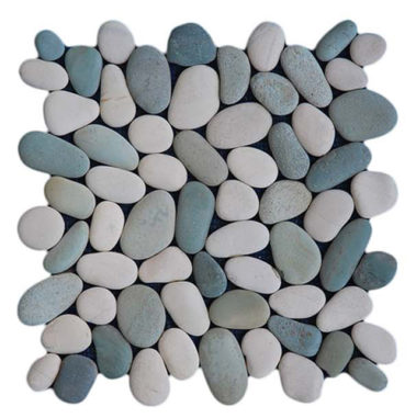 pebble__3cm – 5cm Tickness. 1.2cm mixed White Green.