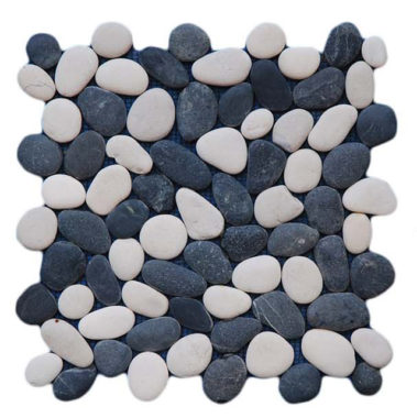 pebble__3cm – 5cm Tickness. 1.2cm mixed White black.