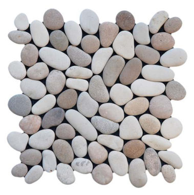 pebble__3cm – 5cm Tickness. 1.2cm mixed White - tan.